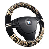 Winter Car Steering Wheel Cover - Plush Leopard Print