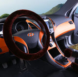 Winter Faux Wool Steering Wheel Cover Set in Pink