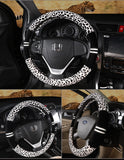 Winter Car Steering Wheel Cover - Plush Leopard Print